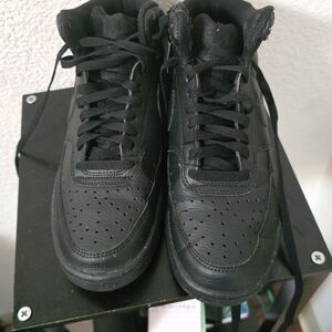 Nike Black High-Top Sneakers with Leather Upper